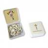 Large Rosary case "First Communion" with imitation pearl Rosary, oval grains