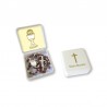 Small Rosary case "First Communion Chalice" with imitation pearl Rosary, oval grains
