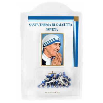 Libretto "Santa Teresa di Calcutta Novena" con rosario in cristallo