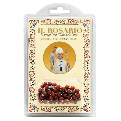 San Giovanni Paolo II - Libretto "Il Rosario, la preghiera filiale cristiana" con rosario in legno profumato