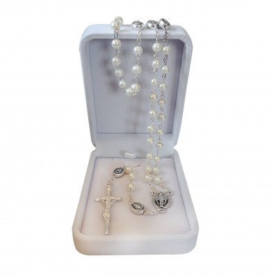 Miracolous Madonna Glass rosary mm 6 in velvet box
