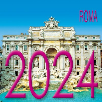 Calendar 8x8 cm ROME TREVI FOUNTAIN DAY