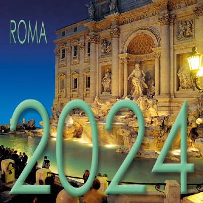 Calendar 8x8 cm ROME TREVI FOUNTAIN NIGHT