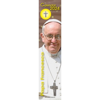 Calendar 11x49 cm POPE FRANCIS WITH METAL CROSS (YELLOW)