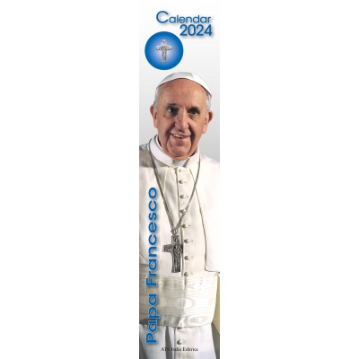 Calendar 11x49 cm POPE FRANCIS WITH METAL CROSS (BLUE)