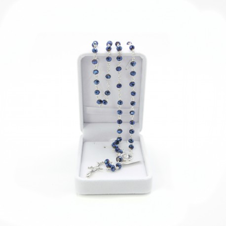 Crystal glass rosary mm 4x6 in velvet box