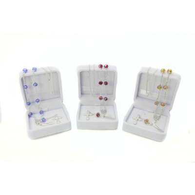Crystal glass decade rosary in velvet box