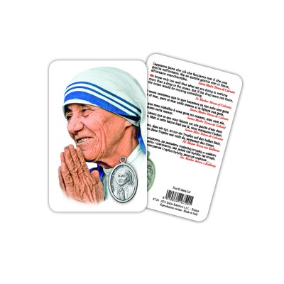 Santa Teresa di Calcutta - Immagine religiosa plastificata (card) con medaglietta