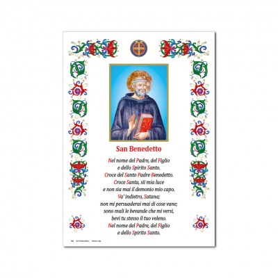 San Benedetto - Immagine sacra su carta pergamena