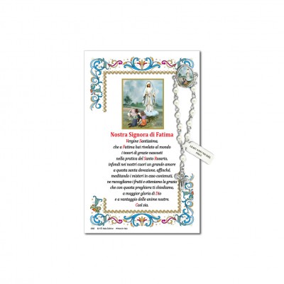 Our Lady of Fatima - Holy picture on parchment paper with decade rosary pin