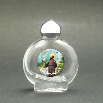 San Francesco di Assisi - Bottiglietta per acqua santa con immagine sacra