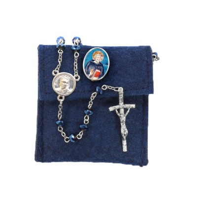 Pochette in feltro con pin "SAN BENEDETTO" e Rosario cristallo sfaccettato