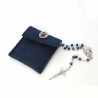 Pochette in felt with pin "OUR LADY UNTIER OF KNOTS" and crystal glass rosary