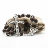 Wooden Rosary packed in Jute Pouch with pin "MERCIFUL JESUS"
