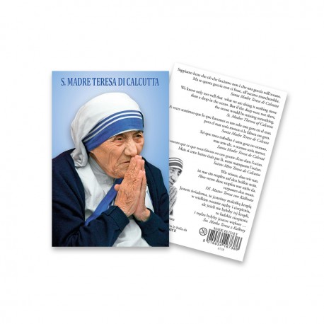 Immagine sacra "Santa Teresa di Calcutta" con preghiera - Multilingua