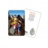 Guardian Angel - Plasticized religious card with medal