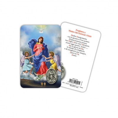 Our Lady Untier of Knots - Laminated prayer card with medal