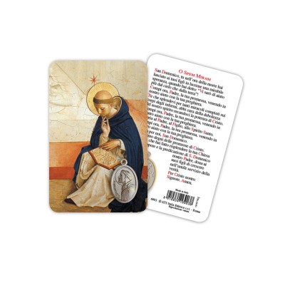 San Domenico - Immagine religiosa plastificata (card) con medaglietta