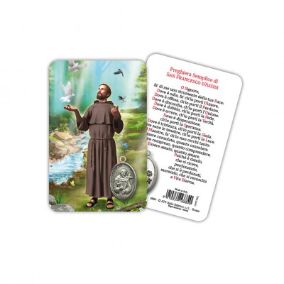 Saint Francis of Assisi - Laminated prayer card with medal