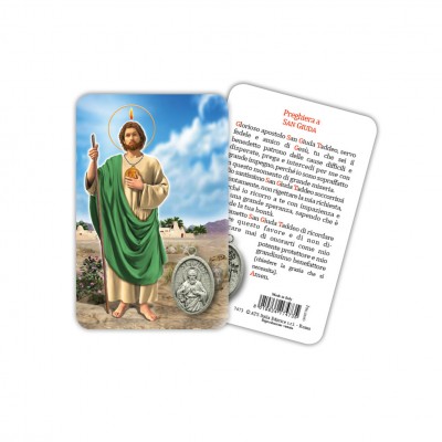 Saint Jude - Laminated prayer card with medal