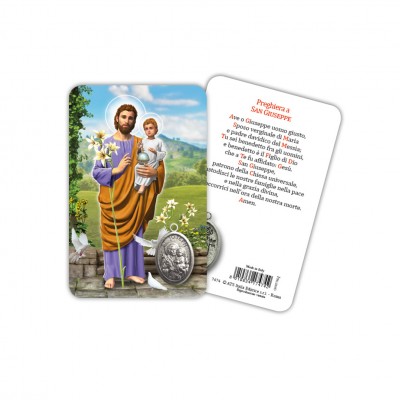 Saint Joseph - Laminated prayer card with medal