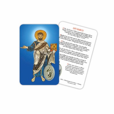 Saint Mark - Laminated prayer card with medal