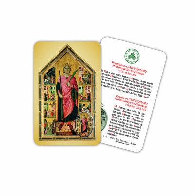 Saint Miniato - Laminated prayer card with medal
