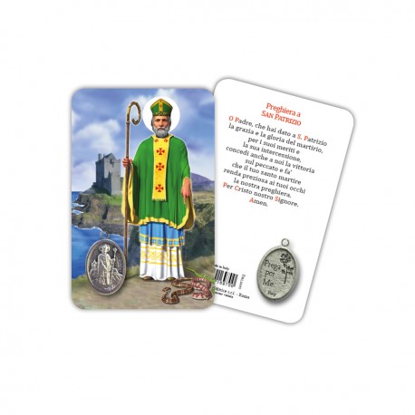 Saint Patrick - Laminated prayer card with medal - ATS ITALIA SHOP
