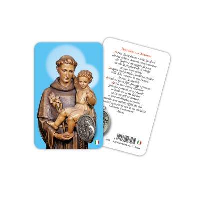 Saint Anthony - Plasticized religious card with medal