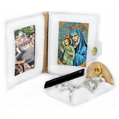 Saint Peter's Basilica - Mater Dei - Leather Pochette with Rosary