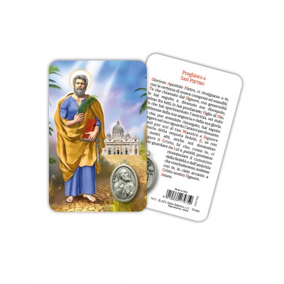 Saint Peter - Laminated prayer card with medal