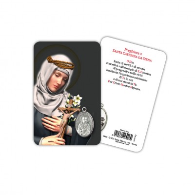 Saint Catherine - Laminated prayer card with medal