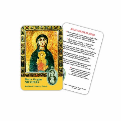 The Virgin Nicopeia - Laminated prayer card with medal