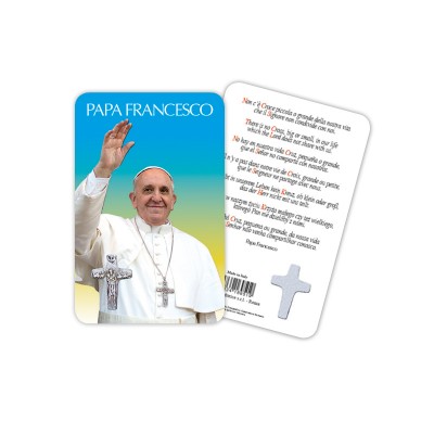 Pope Francis - Laminated prayer card with cross