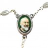 Large Rosary case "Saint Pio" with imitation pearl Rosary, oval grains