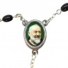 Large Rosary case "Saint Pio" with imitation pearl Rosary, oval grains