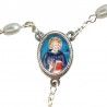 Large Rosary case "Saint Benedict" with imitation pearl Rosary, oval grains