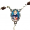 Large Rosary case "Saint Benedict" with imitation pearl Rosary, oval grains