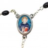 Large Rosary case "Saint Benedict" with imitation pearl Rosary, oval grains