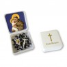 Large Rosary case "Saint Antony" with imitation pearl Rosary, oval grains