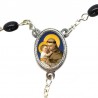 Large Rosary case "Saint Antony" with imitation pearl Rosary, oval grains