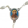 Large Rosary case "Saint Francis" with imitation pearl Rosary, oval grains