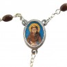 Large Rosary case "Saint Francis" with imitation pearl Rosary, oval grains