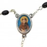 Large Rosary case "Saint Francis" with imitation pearl Rosary, oval grains