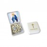 Small Rosary case "Miraculous Madonna" with imitation pearl Rosary, oval grains