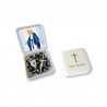 Small Rosary case "Miraculous Madonna" with imitation pearl Rosary, oval grains