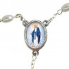 Small Rosary case "Miraculous Madonna" with imitation pearl Rosary, oval grains