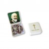 Small Rosary case "Saint Pio" with imitation pearl Rosary, oval grains