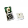 Small Rosary case "Saint Pio" with imitation pearl Rosary, oval grains