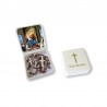 Small Rosary case "Our Lady of the Rosary" with imitation pearl Rosary, oval grains